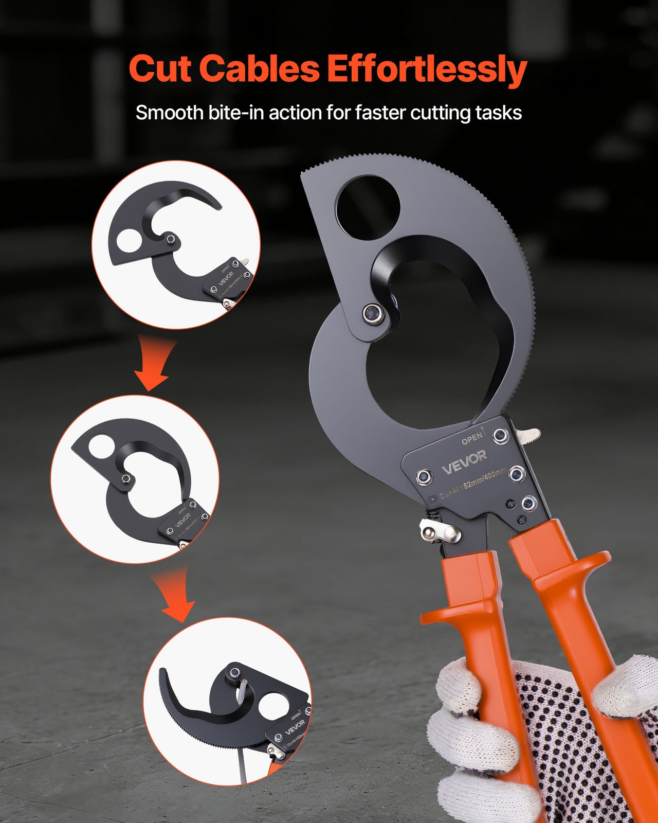 VEVOR Ratcheting Cable Cutter for Cutting Copper Aluminum 800 MCM / 400 mm²