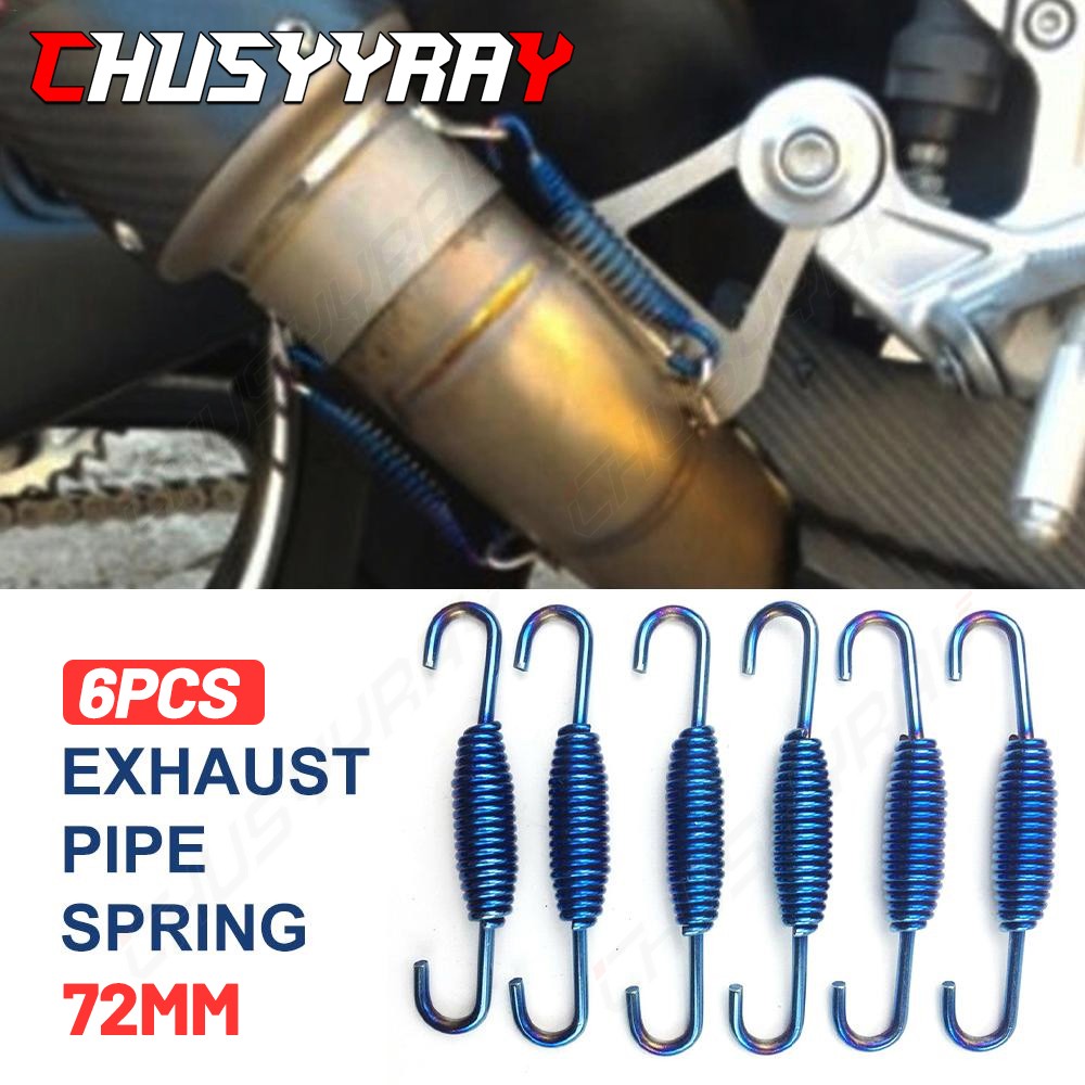 6pcs Universal Car Exhaust Pipe Spring Length 72mm / Width 12.5mm New