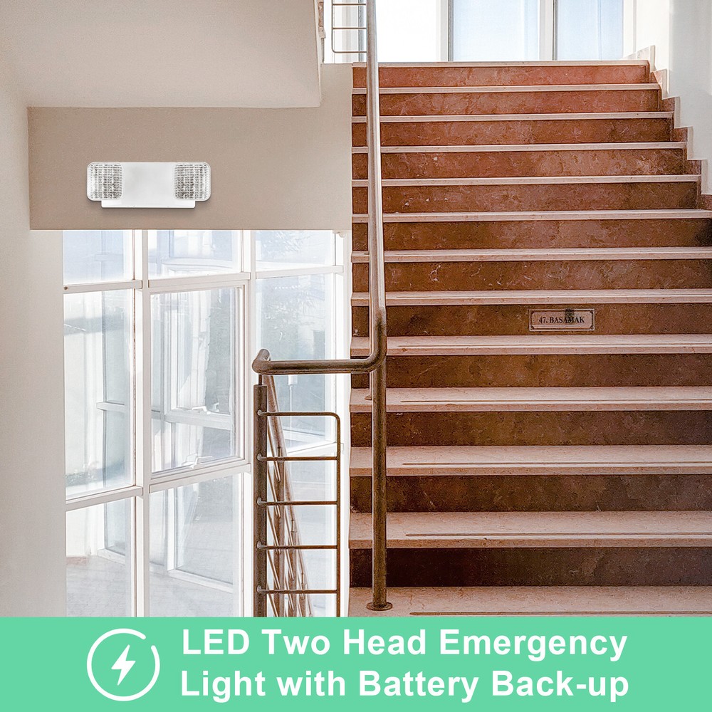6 pack LED Emergency Lights , Exit Sign Light Adjustable Dual Head Battery Back