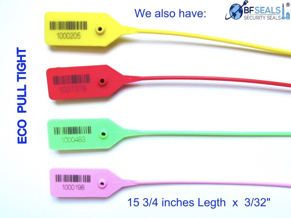 Plastic Seal DE, 500 pcs, 16" numbered, Barcode, BLUE color, BF-12DE12
