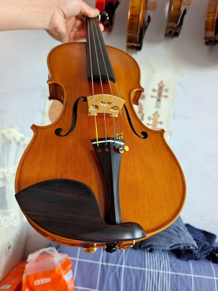 4/4 Violin Solid Flamed maple back spruce top hand Made nice sound