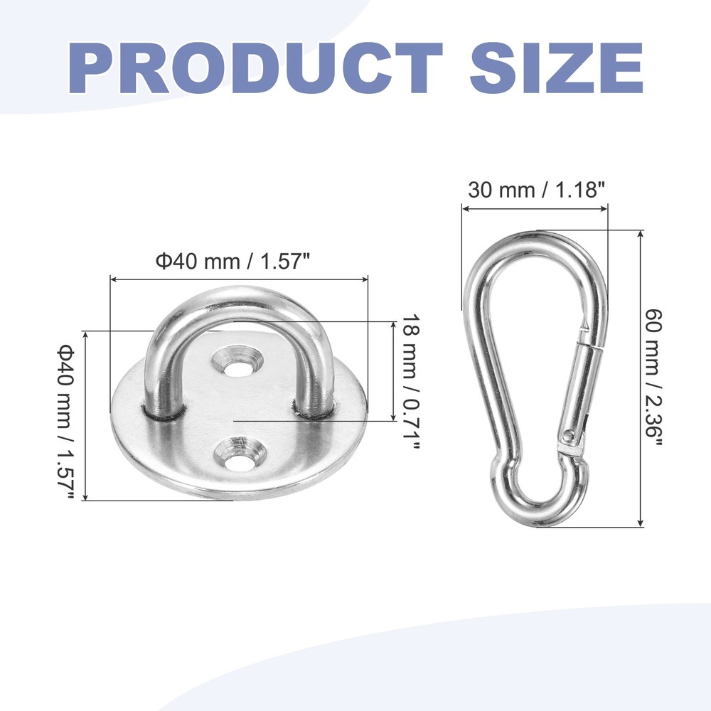 2Set M6 Eyelet Bracket Set Circular Hook Plate and Hook, Silver
