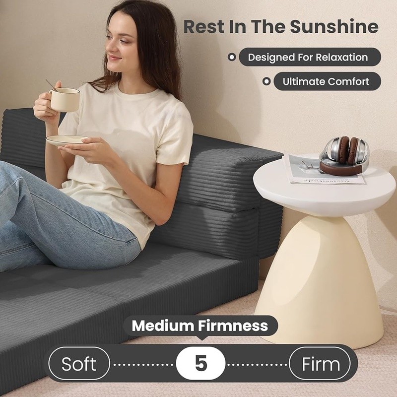 Multifunctional Foldable Sofa Bed W/ High Density Foam Adjustable Chair & Pillow