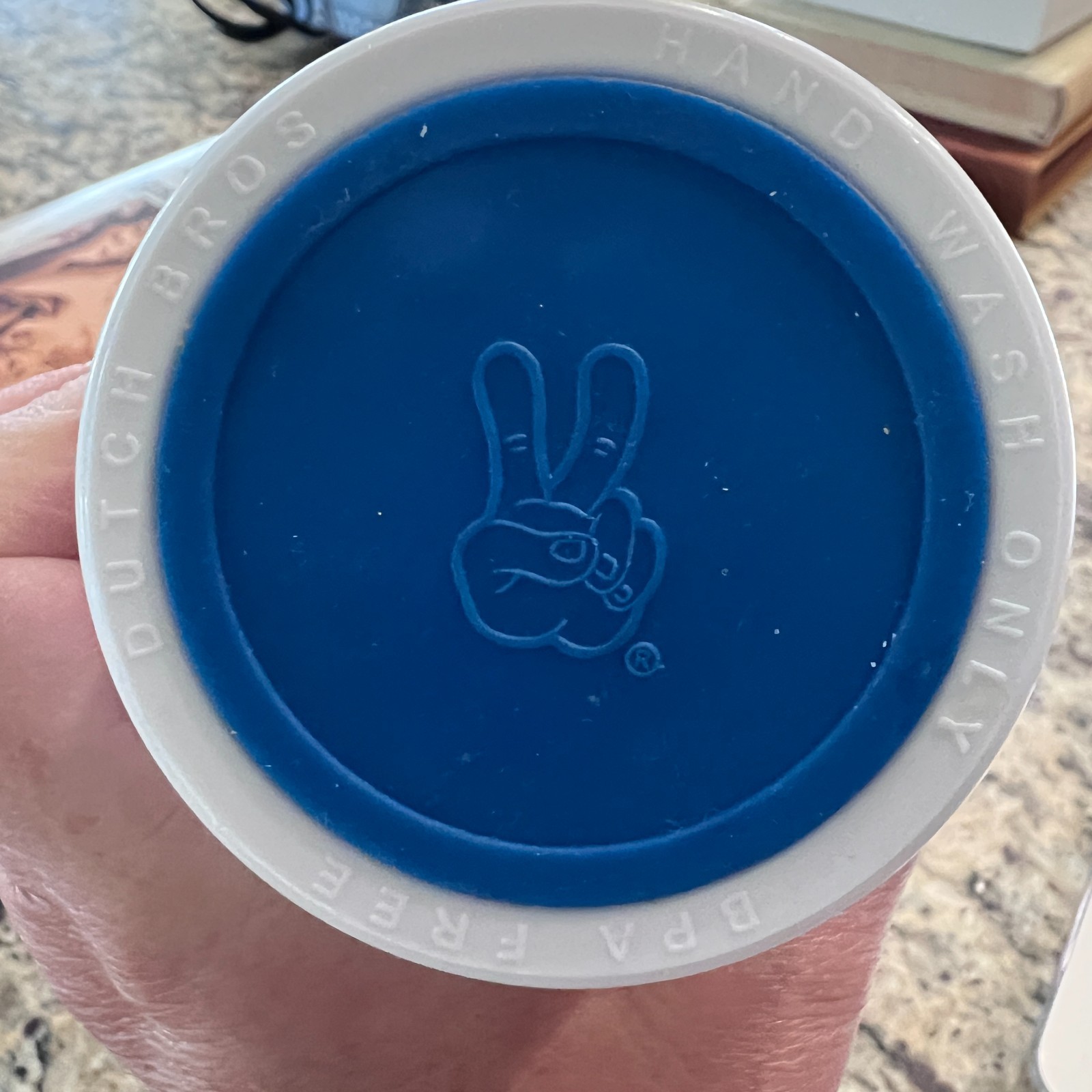 Dutch Bros Classic Design 18 Oz Tumbler Plastic Coffee Cup Blue Dutch Flow Lid