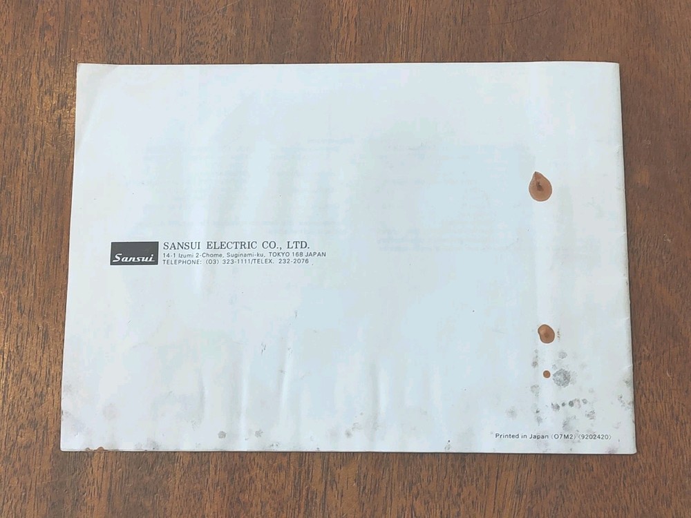 ORIGINAL SANSUI BA-2000 POWER AMPLIFIER OPERATING INSTRUCTIONS MANUAL