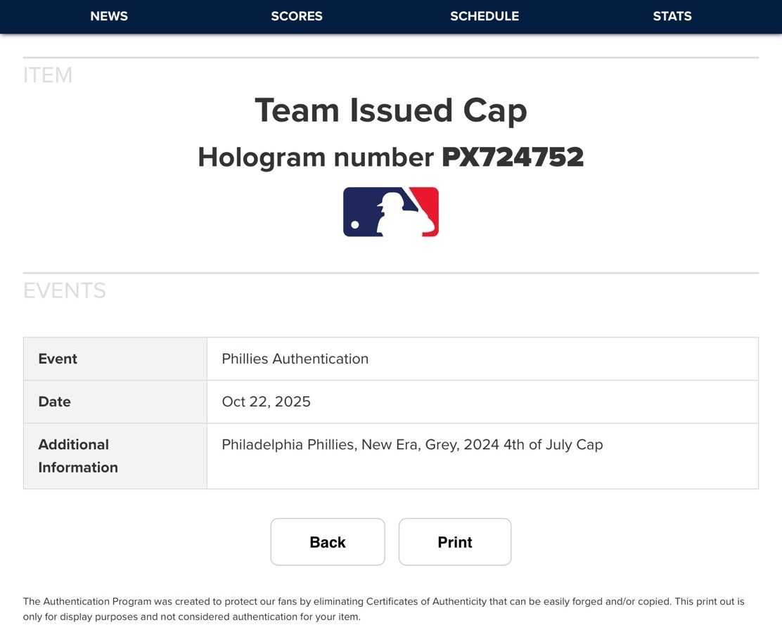 Alec Bohm 2024 Phillies 4th Of July Team / Game Issued Hat - MLB COA