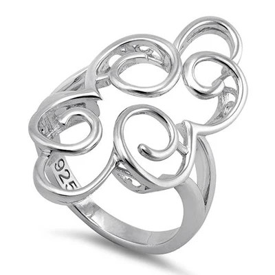 925 Sterling Silver Pattern Swirl Ring