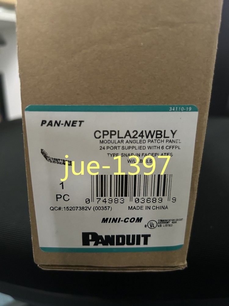 Panduit CPPLA24WBLY Mini-Com 24 Port Angled Modular Patch Panel Port 1 RU BL