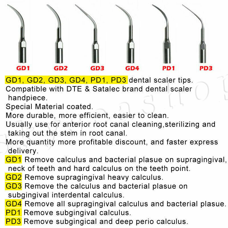 5x Dental Ultrasonic Piezo Scaler Tips fit Woodpecker EMS/DTE SATELEC Handpiece