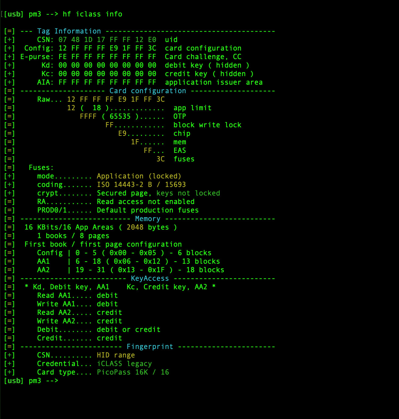 HID iCLASS PicoPass 2122BG1MNM (Proxmark3 Compatible)
