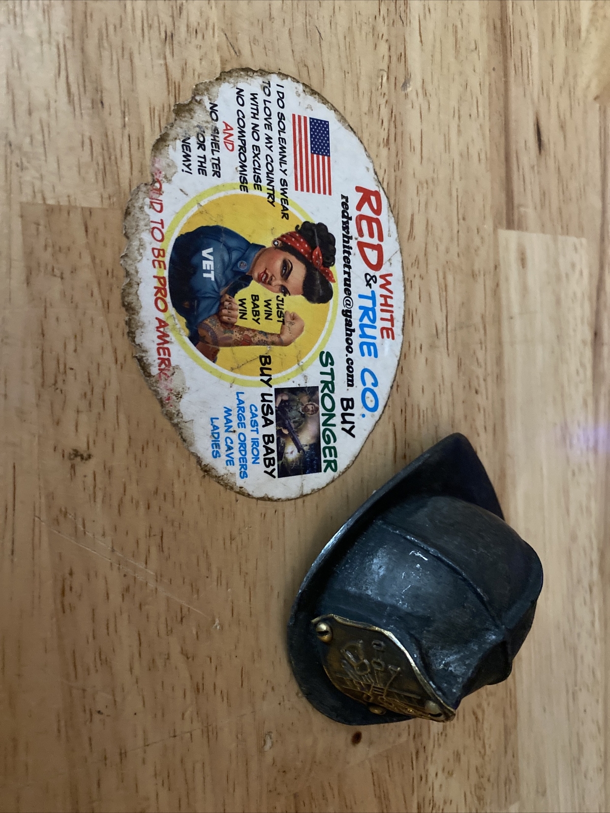 Firefighter Helmet Cast Iron Beer Bottle Opener Fireman Fire Chief Patina GIFT