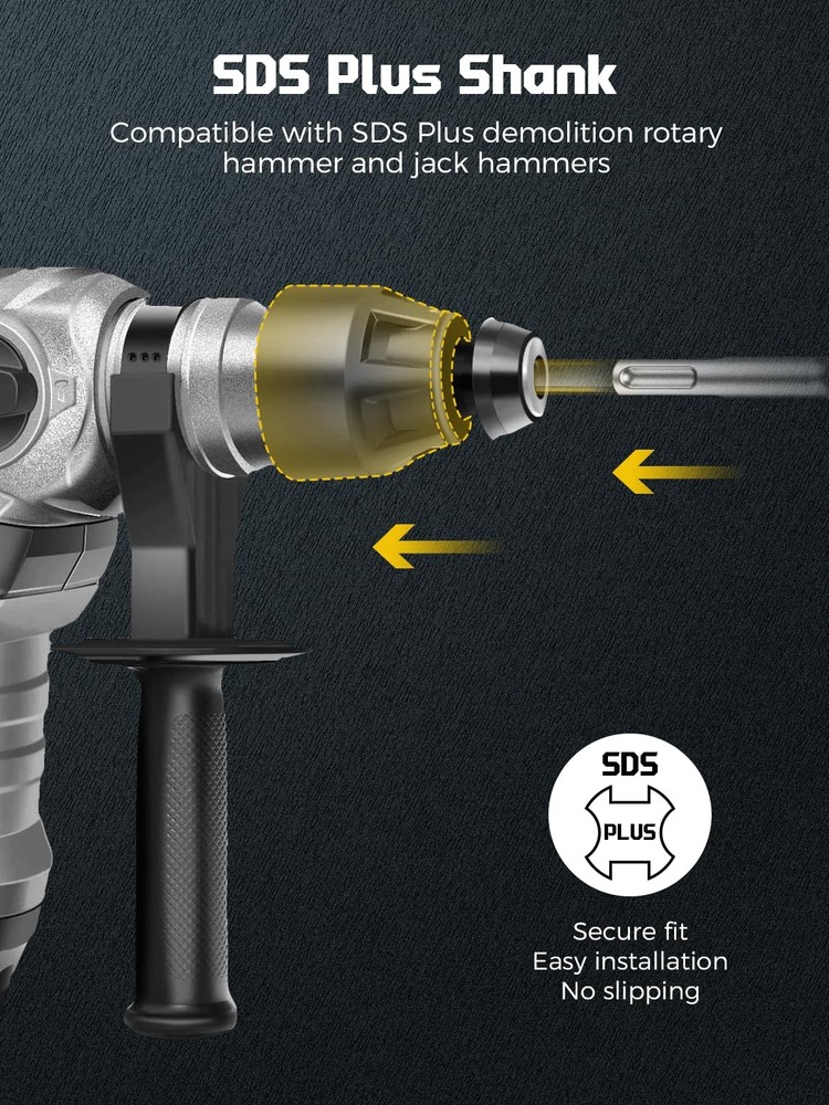 24-Inch SDS Plus Chisel Bits Set, Extra-Long Flat Chisel & Point Chisel, 42Cr...