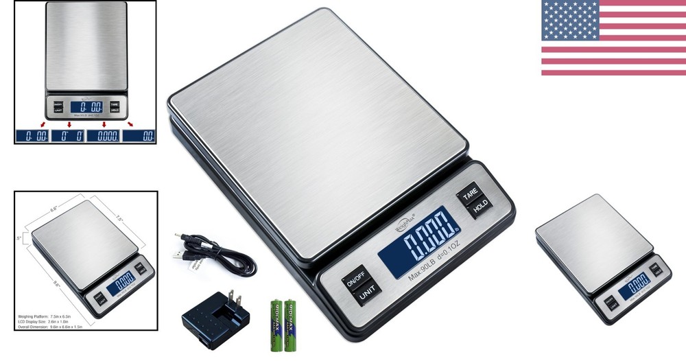 Durable 90 lb Digital Shipping Scale with LCD Display and Tare Functionality