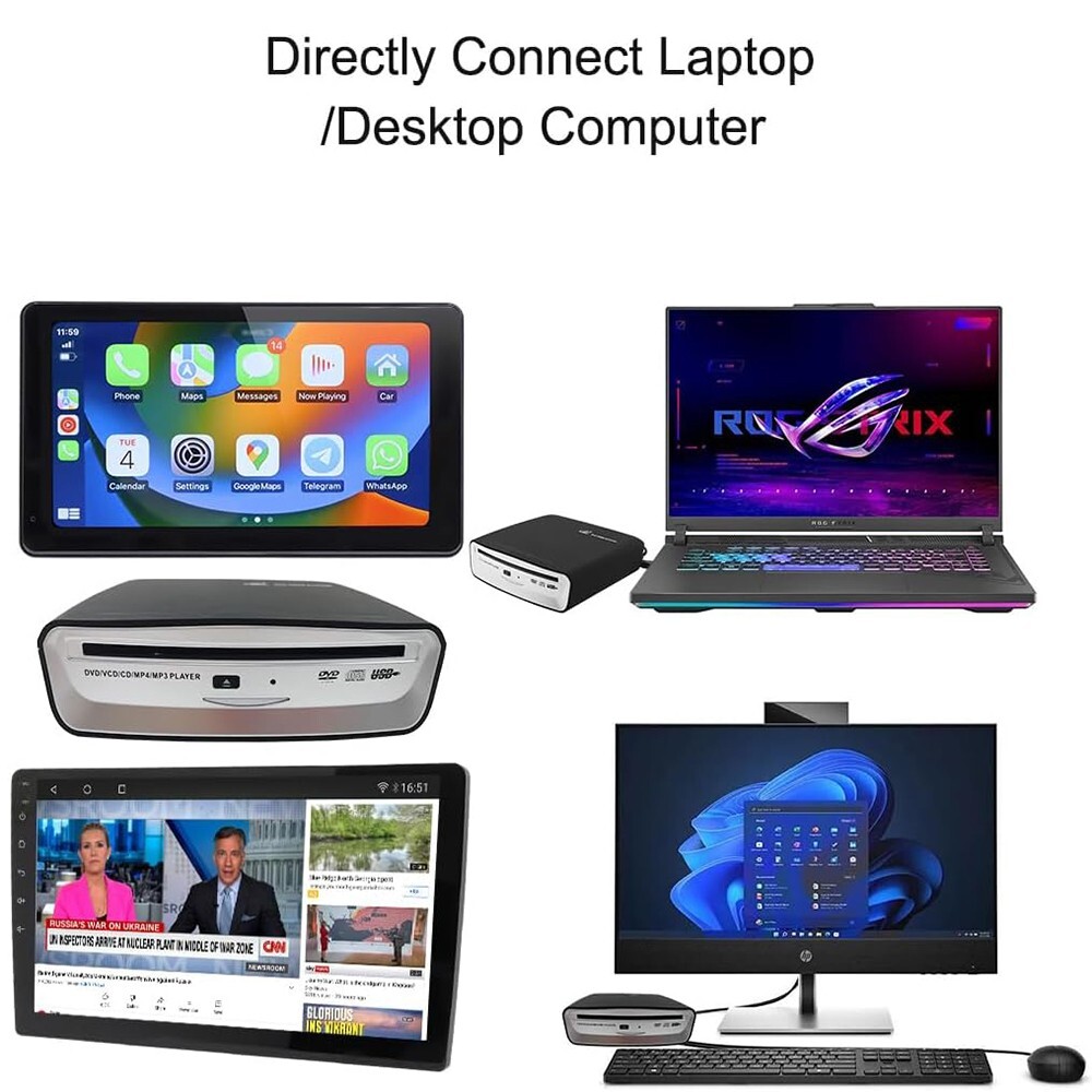 USB EXTERNAL CAR UNIVERSAL CD PLAYER USB CONNECTION PORTABLE CD PLAYER ANDROID