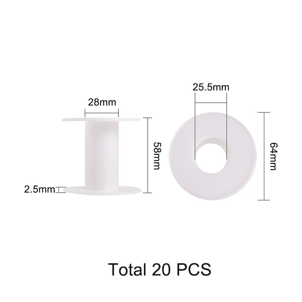 PH PandaHall 20pcs Empty Plastic Spools, 2 Inch Ribbon Spool White Wire Spool...