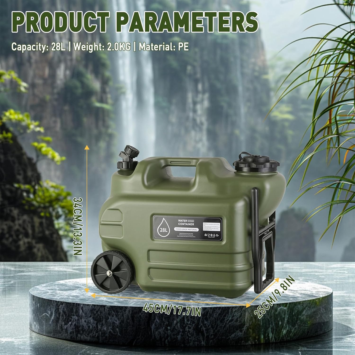 7 Gallon Water Jug,Camping Water Container, Portable Water Dispenser BPA Free US