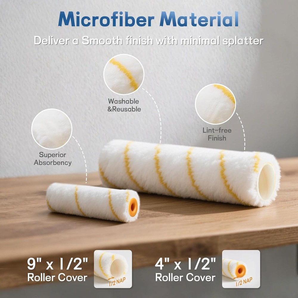 29 PCS Paint Roller Kit-Rocfinity Paint Roller with 4ft Extension Pole,Microfibe