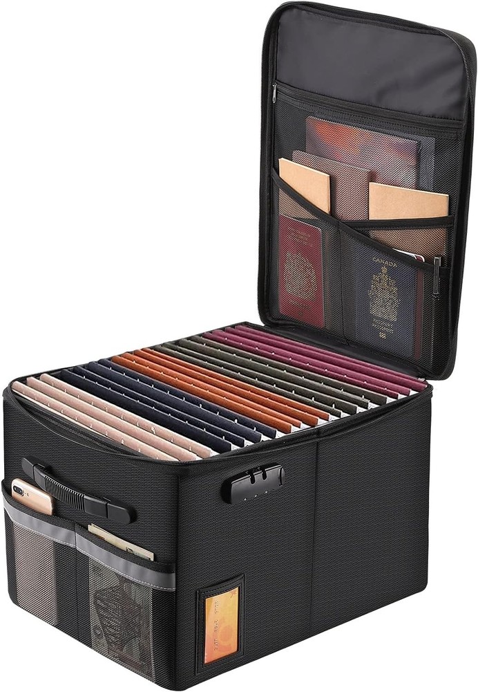 Fireproof Document Organizer - Collapsible File Cabinet with Lock (16.1" x 12...
