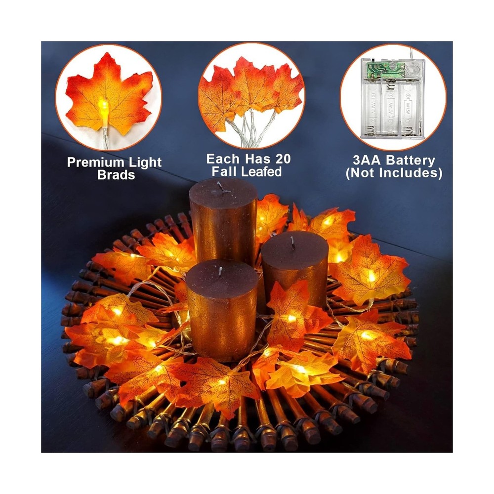 TURNMEON 2 Pack Fall Decor Enlarged Maples Leafed Halloween Fall Decorations ...