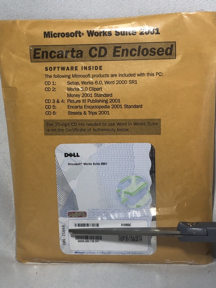 Microsoft Works Suite 2001 PC Complete 6 CD Set Discs Sealed Never Opened