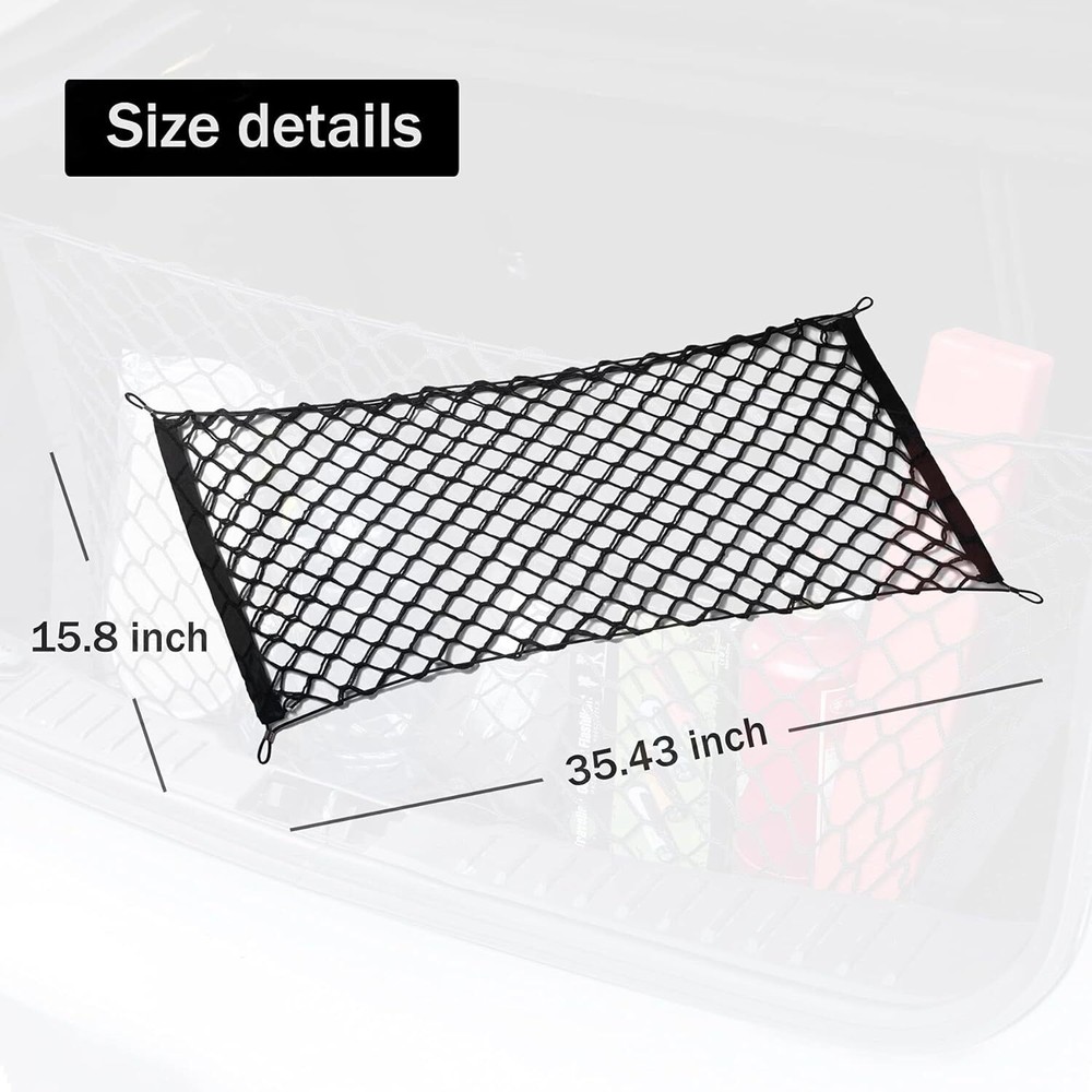Cargo Net Stretchable Adjustable Elastic Trunk Storage Net with Hook for SUV
