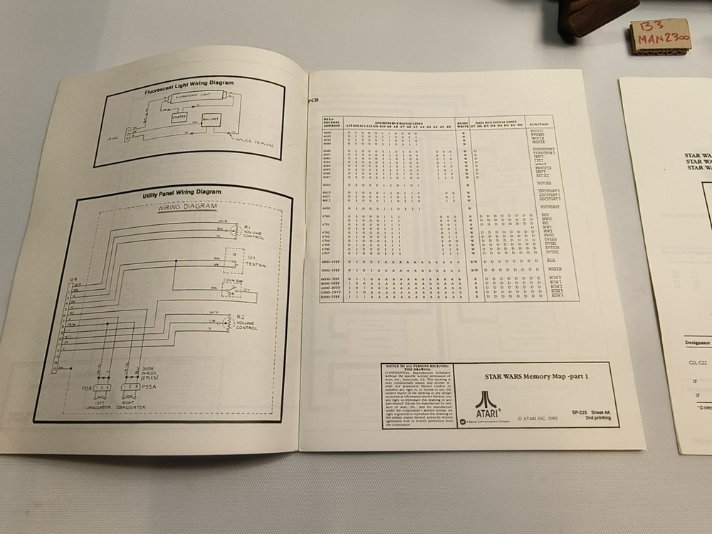 1983 Atari Star Wars Operators Manual TM-225 , Schematic package. Shop copy