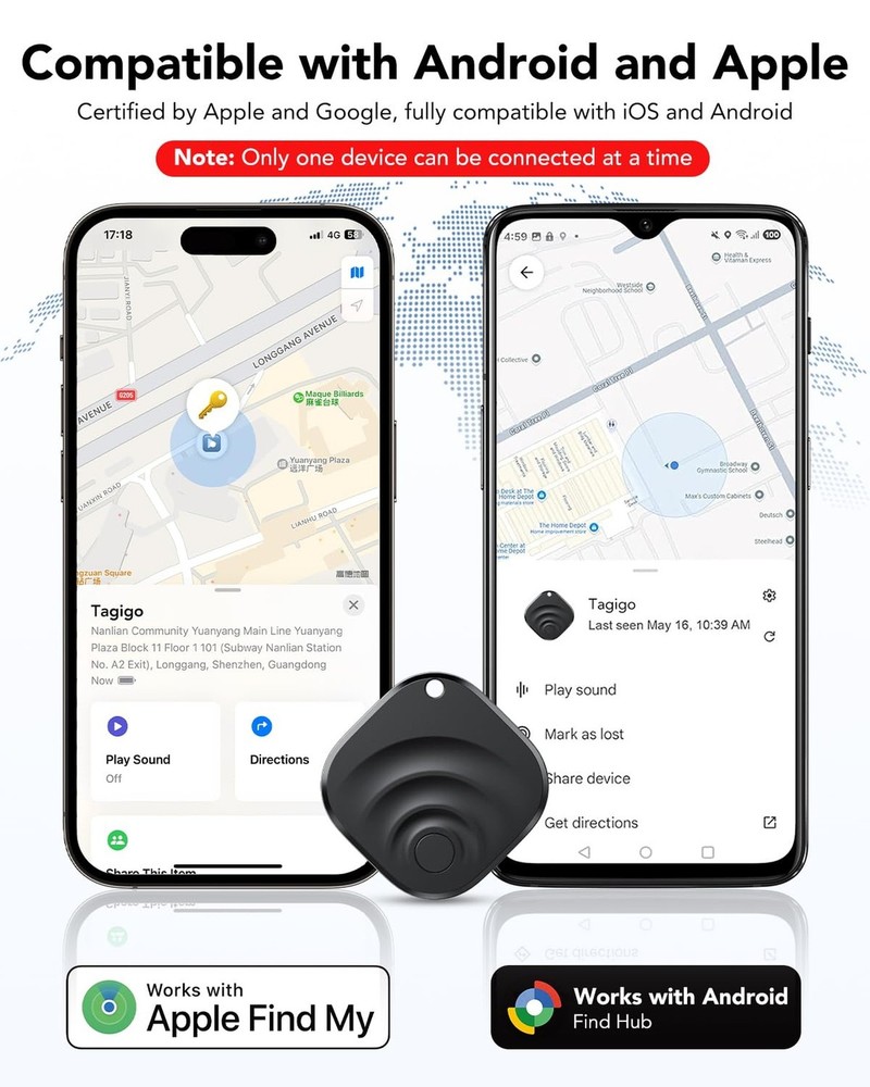 4 Pack Dual System Tracker for iOS and Android Bluetooth Tracker Smart Tags C...