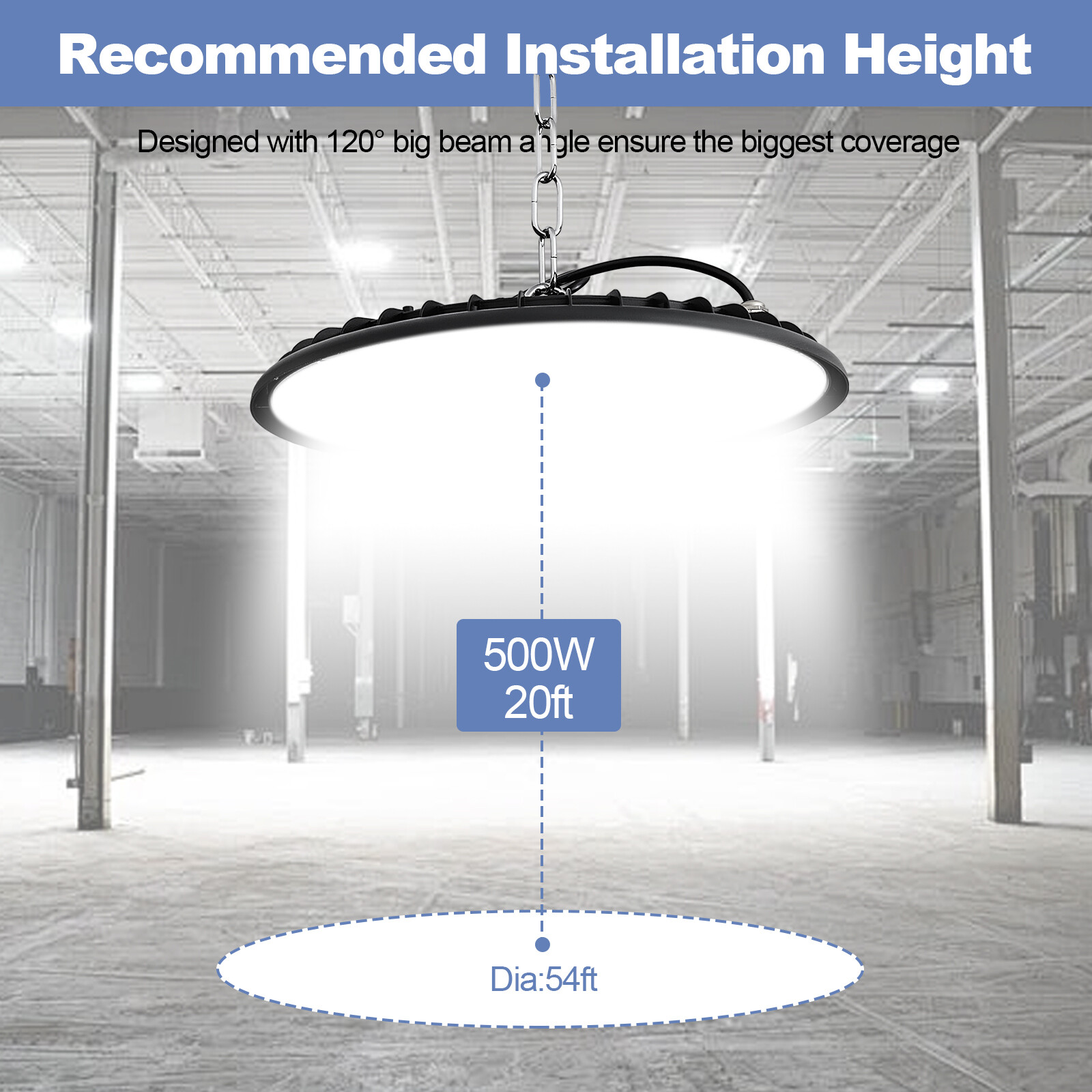 500W Super Bright Warehouse LED UFO High Bay Lights Factory Shop GYM Light Lamp