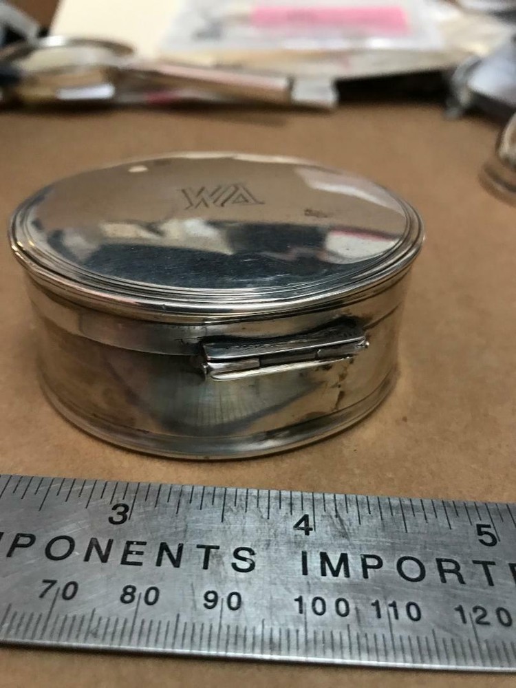 900 SILVER DESK Tornotti Round Box Monogrammed