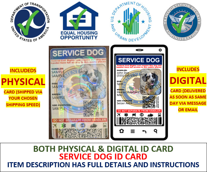 SERVICE DOG ID CARD HOLOGRAPHIC -  SINGLE SIDED CUSTOMIZABLE