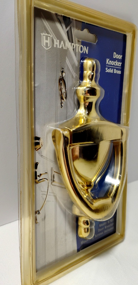Hampton Solid Brass Door Knocker with Mounting Hardware, Model 5701, Brand New.