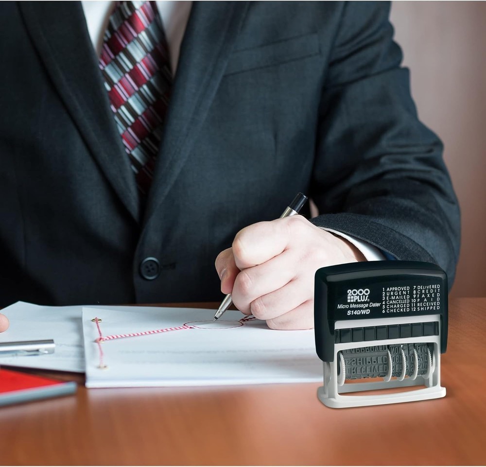 Versatile Self-Inking Dater with Business Phrases - Compact Stamping Solution