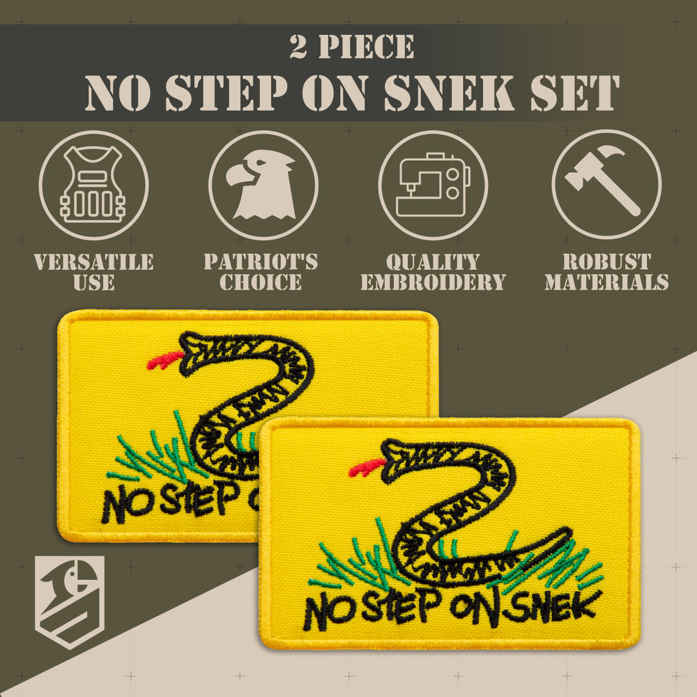 2Pcs Yellow No Step On Snek Pach with Hook and Loop, Embroidered American Patch