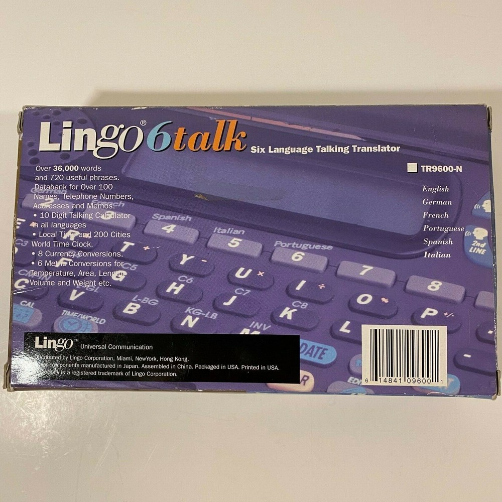 Lingo 6 Talk Six Language Translator TR-9600-N Pre-Owned