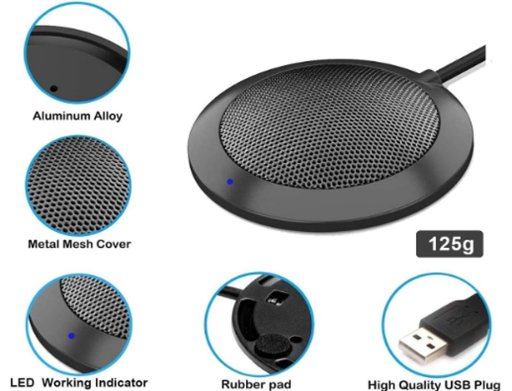Conference USB Microphone for Computer Plug & Play Compatible w/Windows Mac OS X