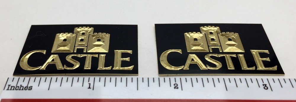 Castle Acoustics Speaker Badge Custom Engraved Solid Brass Pair