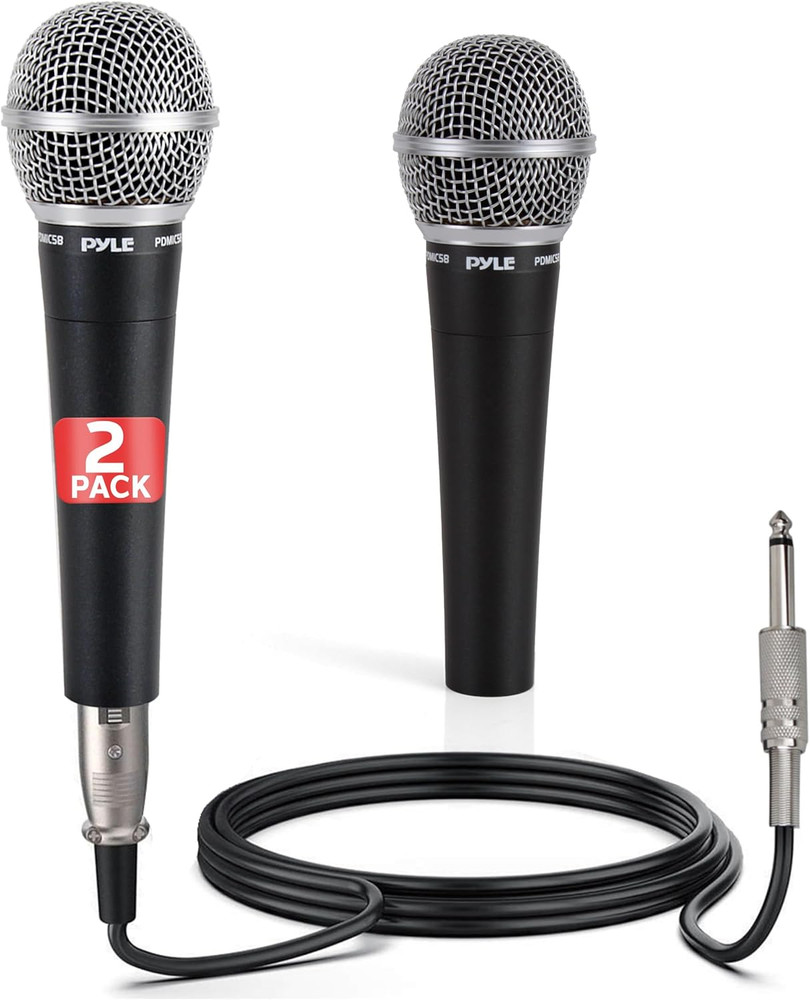Professional Dynamic Microphone - 2-Pack Unidirectional Handheld Mic with Built-