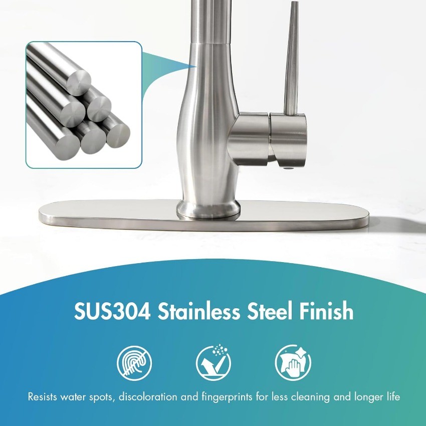 GIMILI Kitchen Faucet with Pull Down Sprayer Single Handle Brushed A