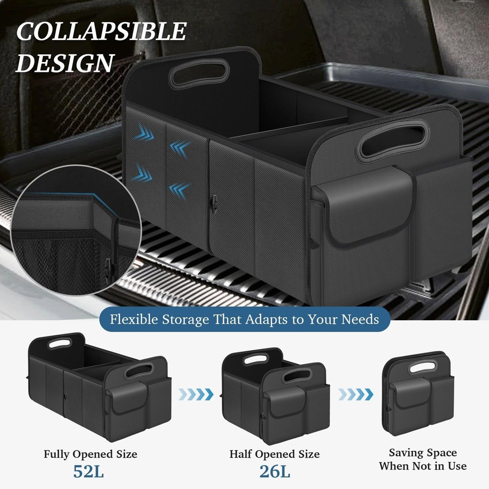 Trunk Organizer, Collapsible Waterproof Multi-Compartment Trunk Organizer for...