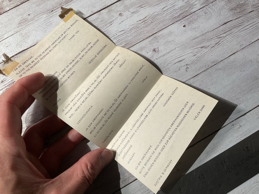 ORIGINAL MINTY WWII 15TH AIR FORCE PAPER BLOOD CHIT