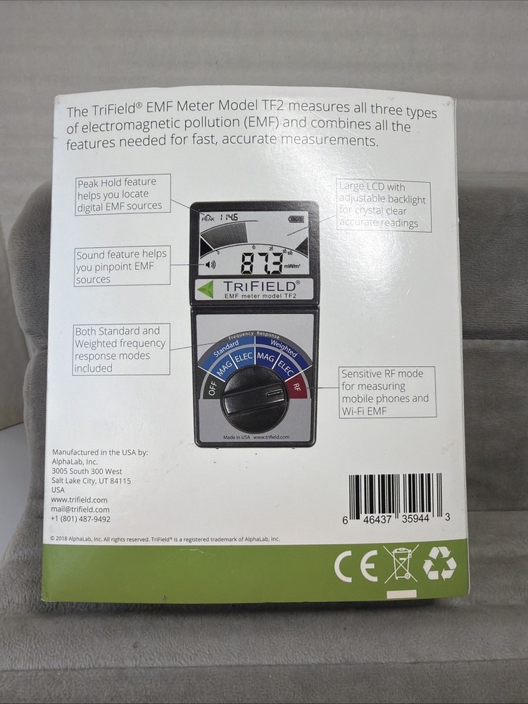 EMF Meter Model TF2 Handheld Detector for 3 Types of EM Fields, Tested & Working