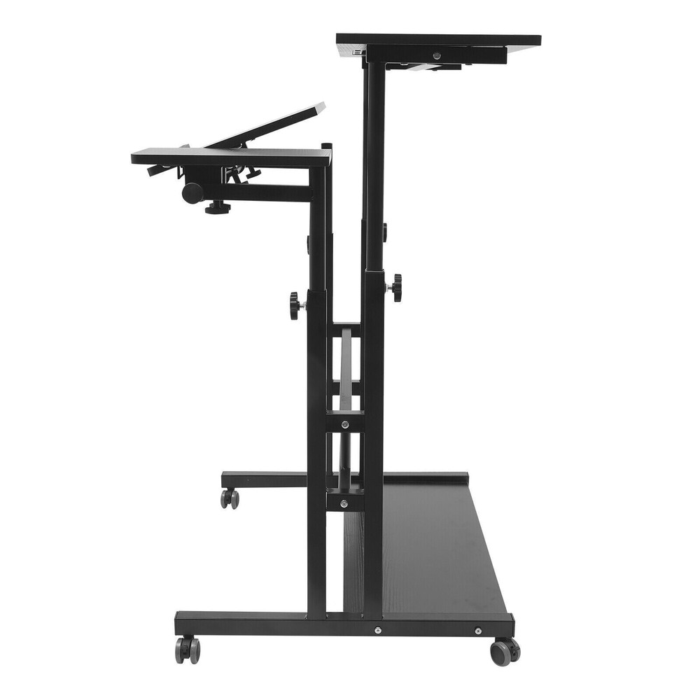 Rolling Laptop Desk Adjustable Height Office Computer Table Stand Up Workstation