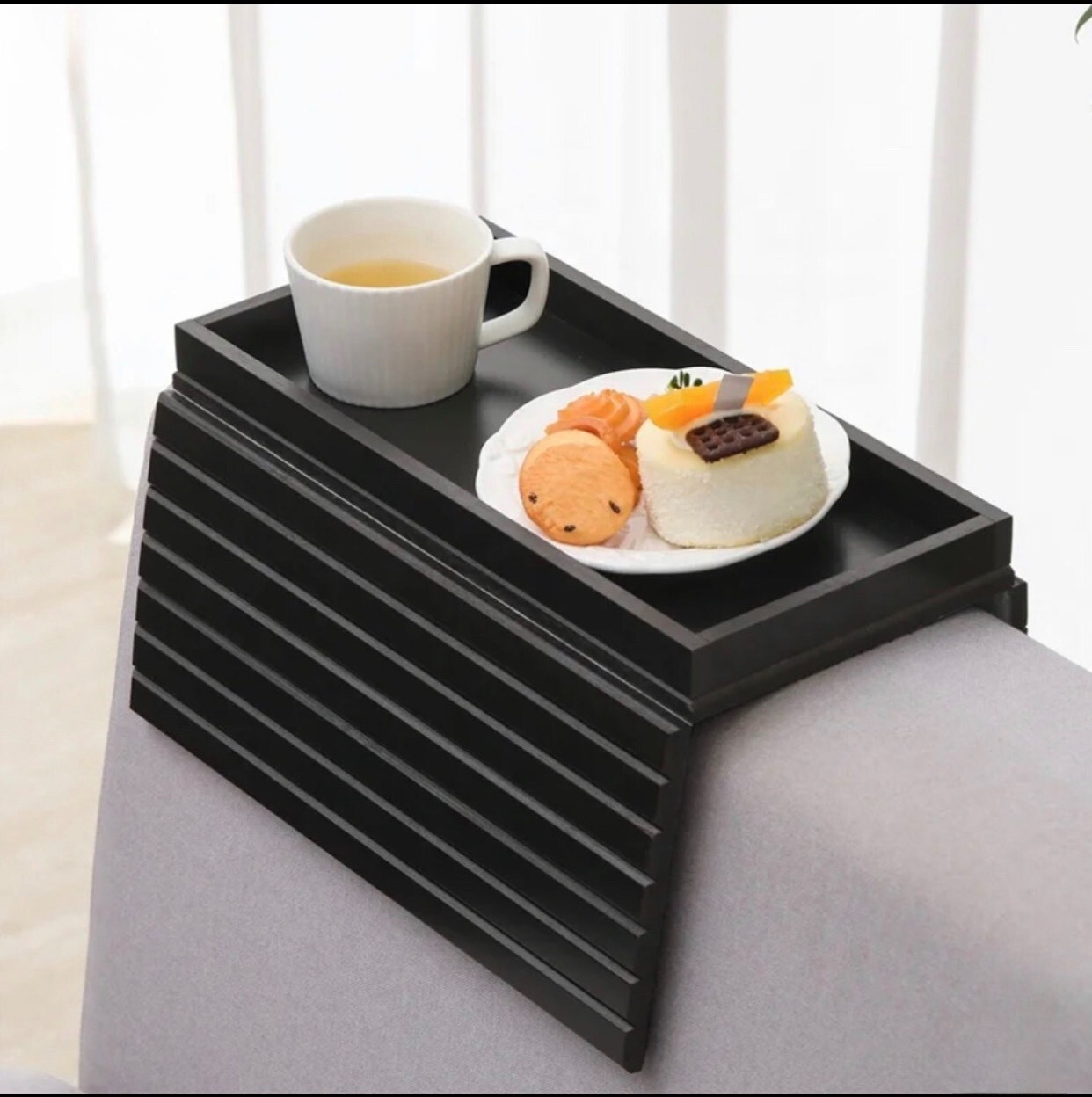 Sofa Arm Tray Anti-Slip Bamboo Sofa Tray Table for Couch,Couch Cup Holder