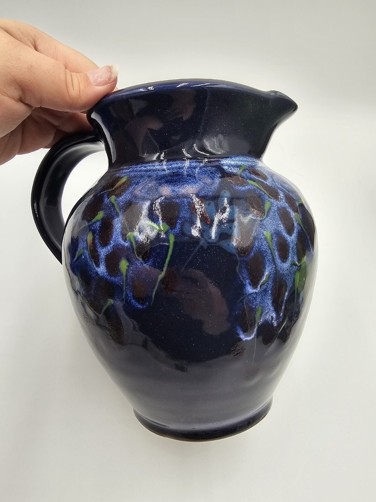 Studio Art Pottery Navy Pitcher Signed Grau Tortorella