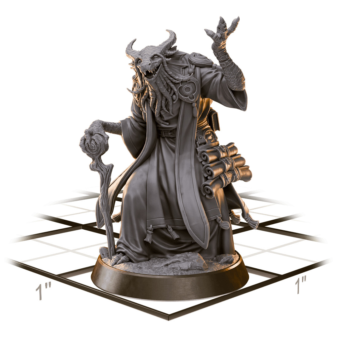 Dragonborn Archmage 32mm Resin Miniature for D&D Tabletop RPG