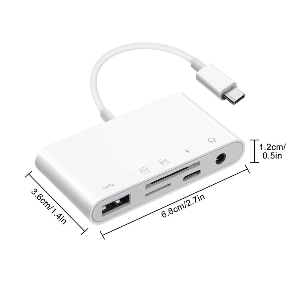 5-IN-1 USB-C/Type C Memory Card Reader Hub Adapter for Micro SD SDXC CF SDHC