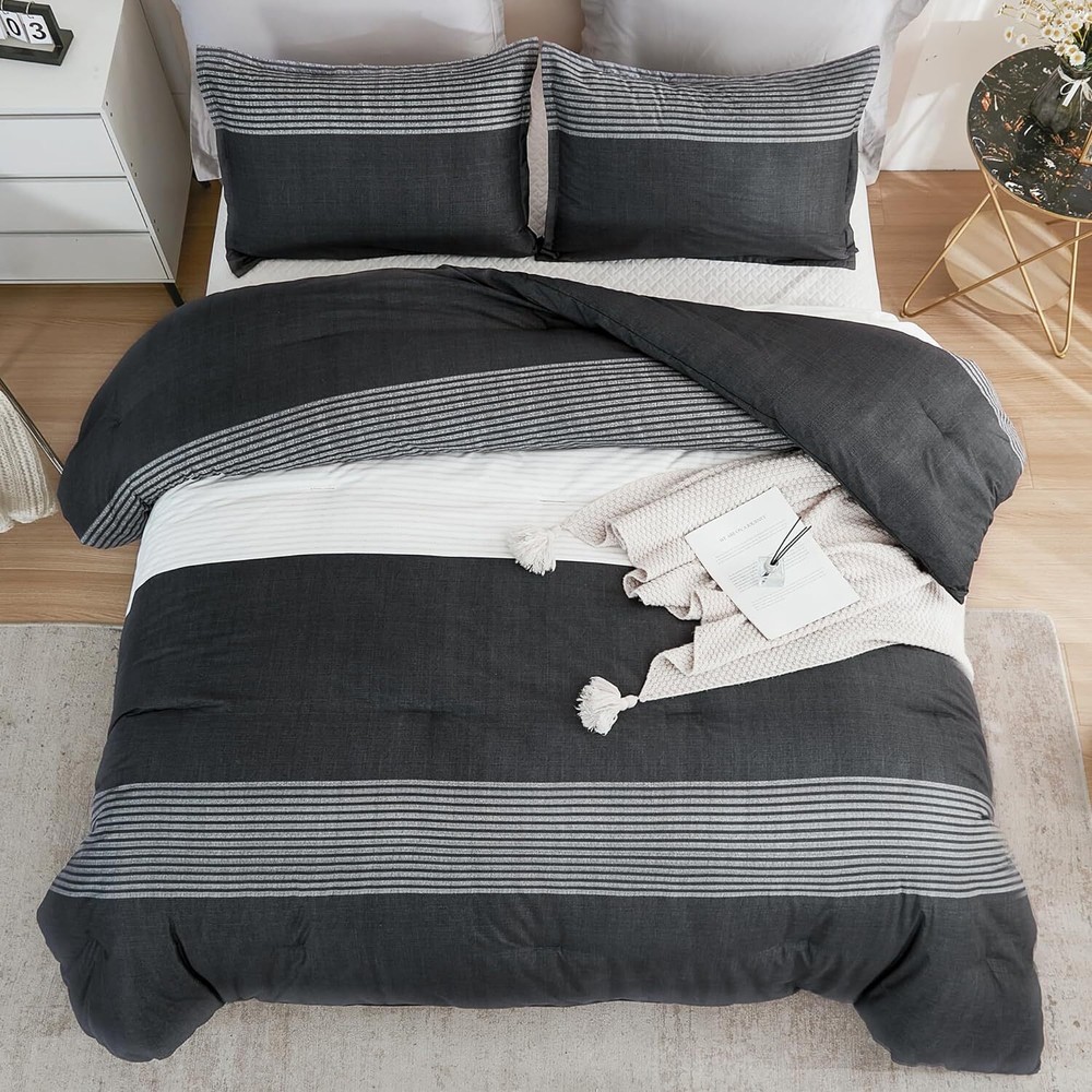 Litanika Full Size Comforter Sets Black White Grey - 3 Full,