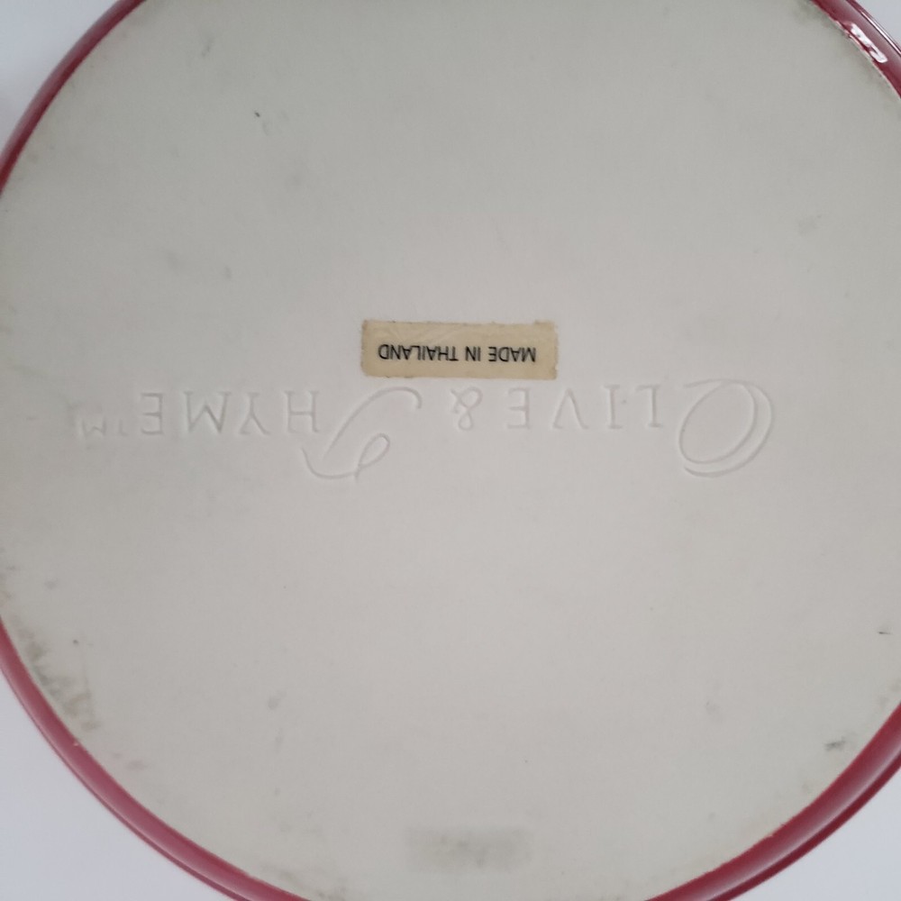 Olive & Thyme 1qrt Red/Beige Round Stoneware Baking Dish 8.5" Diameter 2" Deep