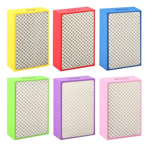 6 Pack Diamond Polishing Pads, Sanding Blocks, Tile Tools Foam Backing Diamond
