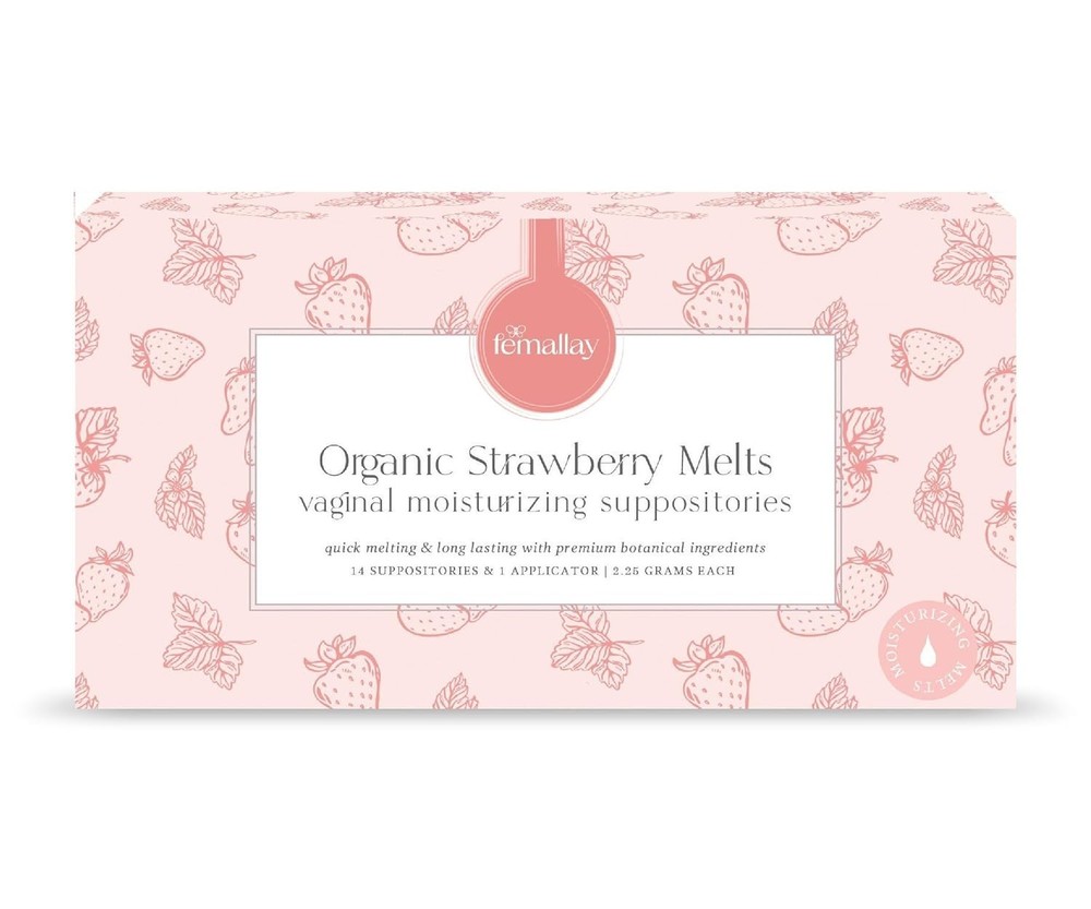 Organic Strawberry Vaginal Moisturizing Suppositories - 14 Count with Applicator